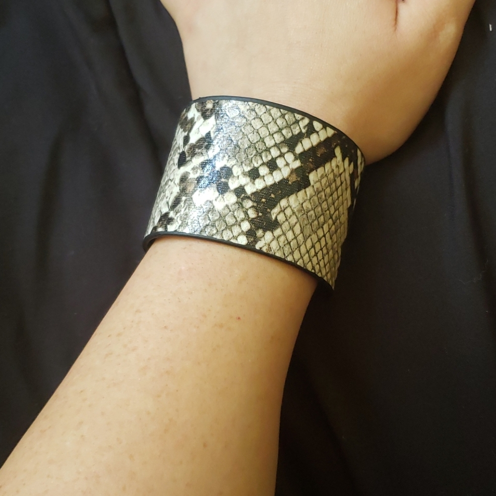 Snake skin print cuff bracelet
